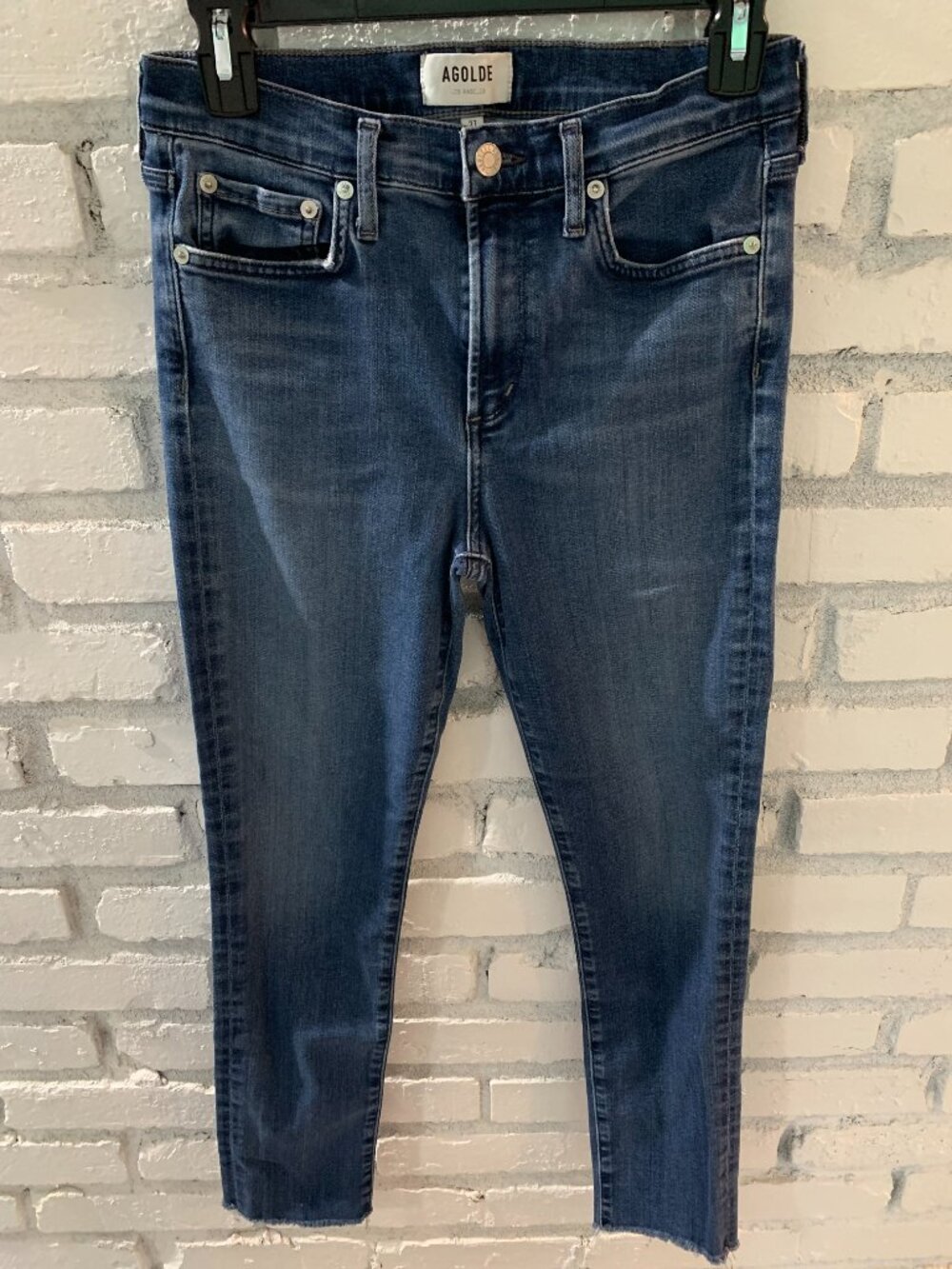 AGOLDE Sophie High-Rise Frayed Ankle Crop Skinny Jeans